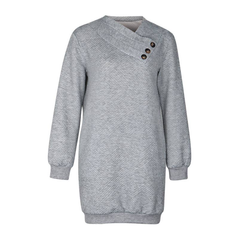 LONG SLEEVE SOLID COLOR SWEATDRESS