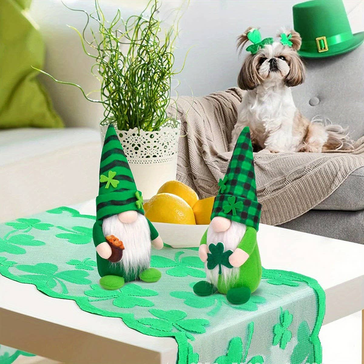 ST. PATRICK'S DAY FACELESS GNOME ORNAMENT_CWMM3434