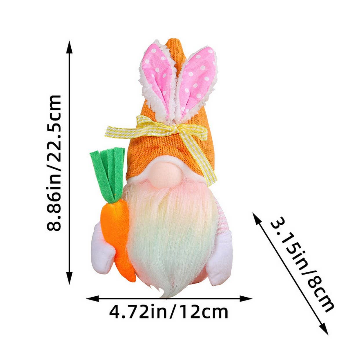 EASTER BUNNY GNOME HOLDING A BOUQUET OF FLOWERS