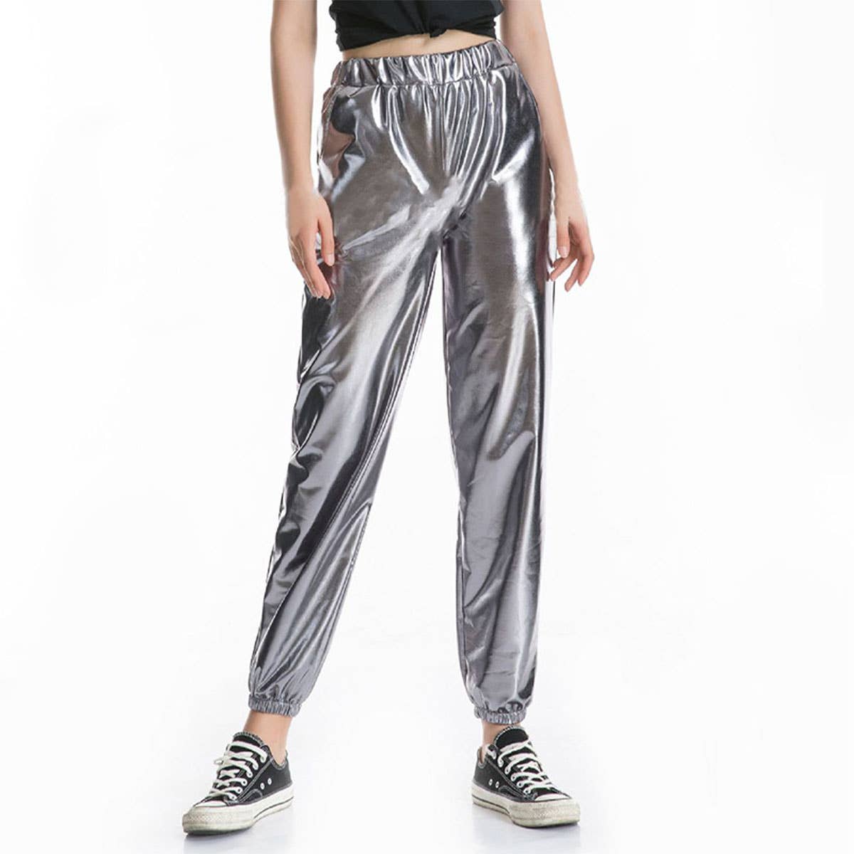PU LEGGINGS LASER GLITTER LEATHER PARTY PANTS