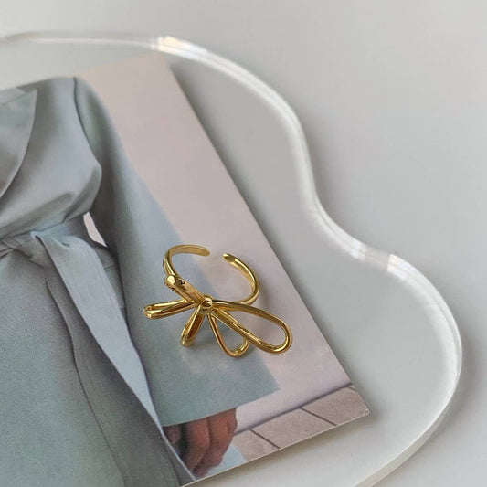 ADJUSTABLE IRREGULAR BOW OPEN RING FOR WOMEN_CWAJE3108