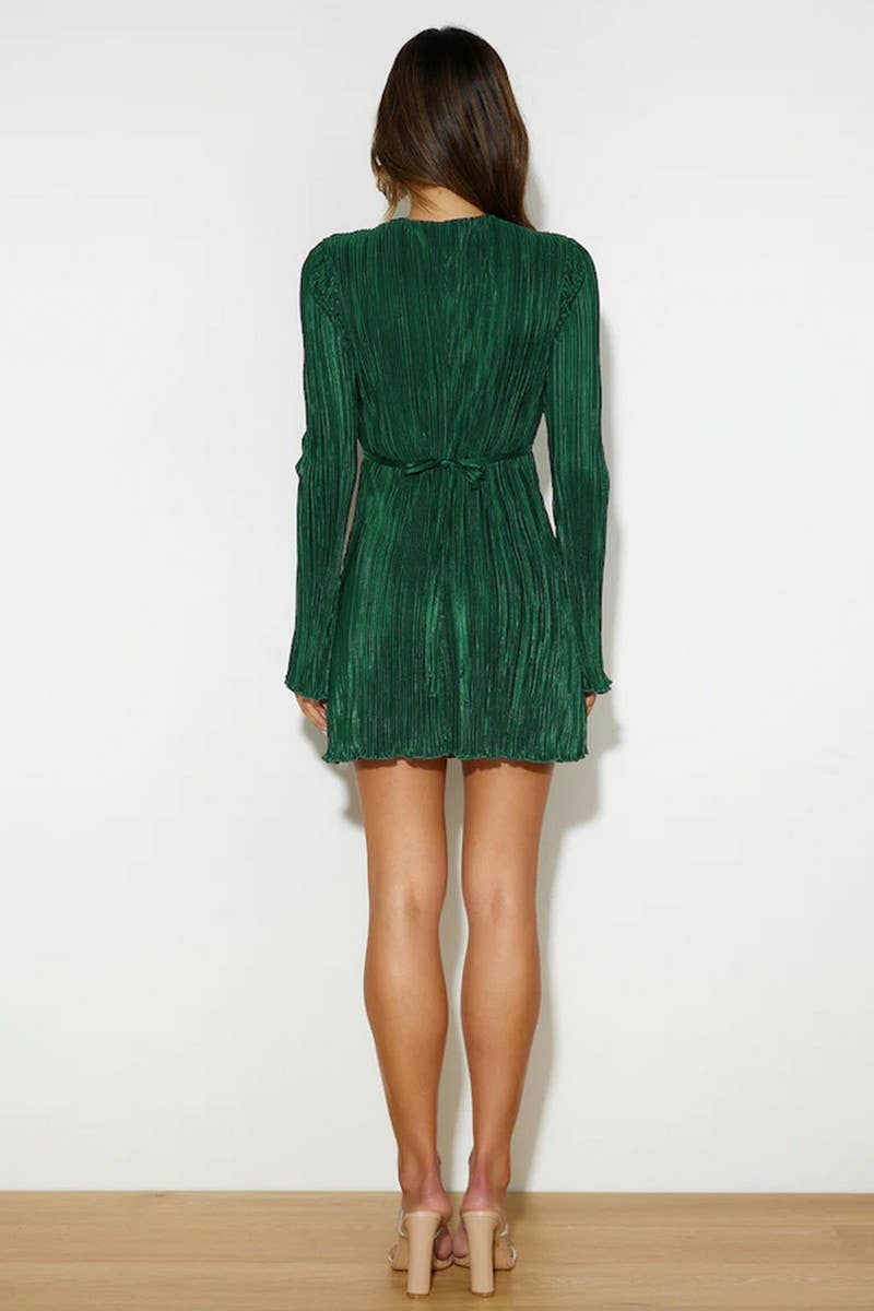 SLIM FITTING FRENULUM FLARED SLEEVE GLITTER SKIRT_CWDSD2842