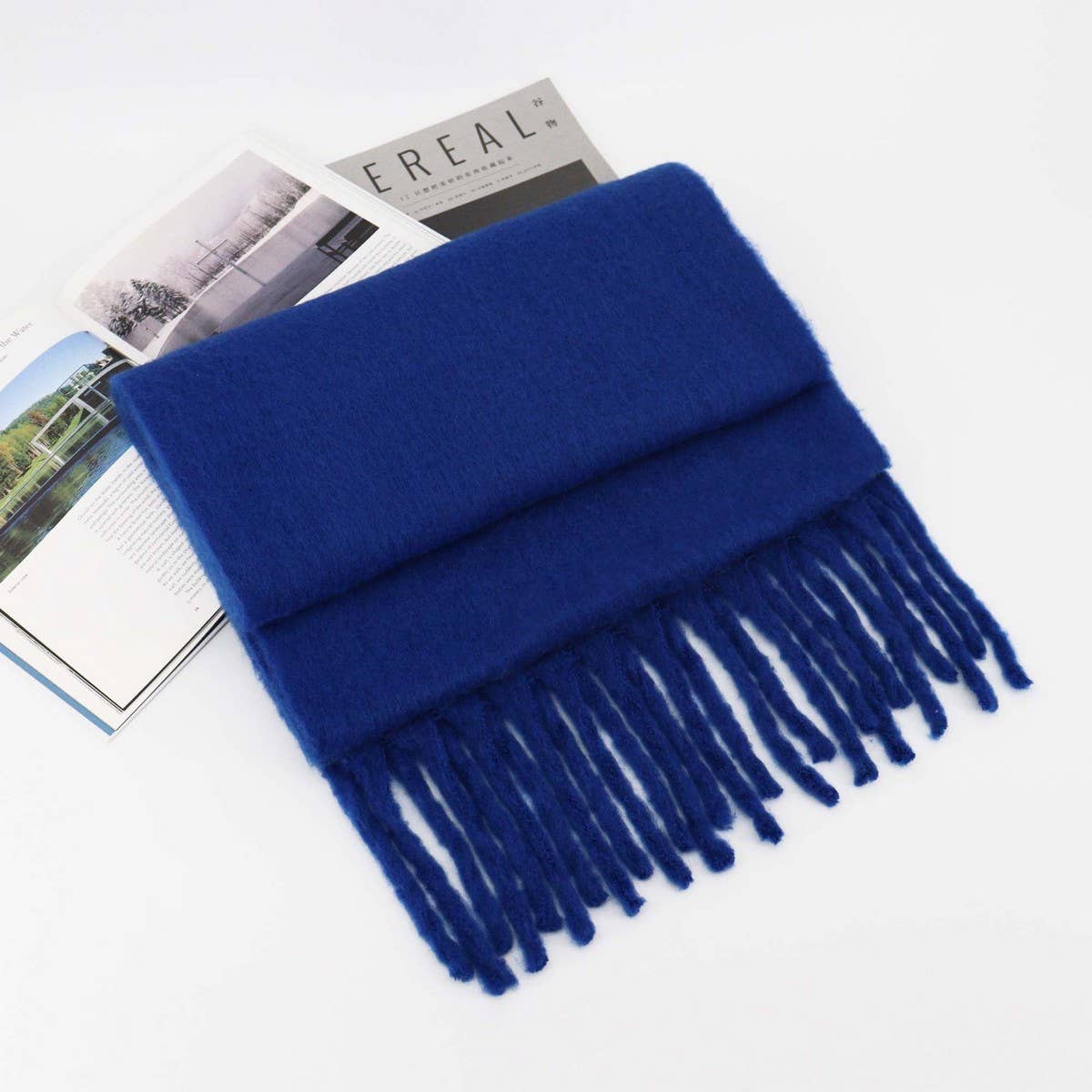 Thick Mohair Scarf - Winter Tassel Wrap for Women
