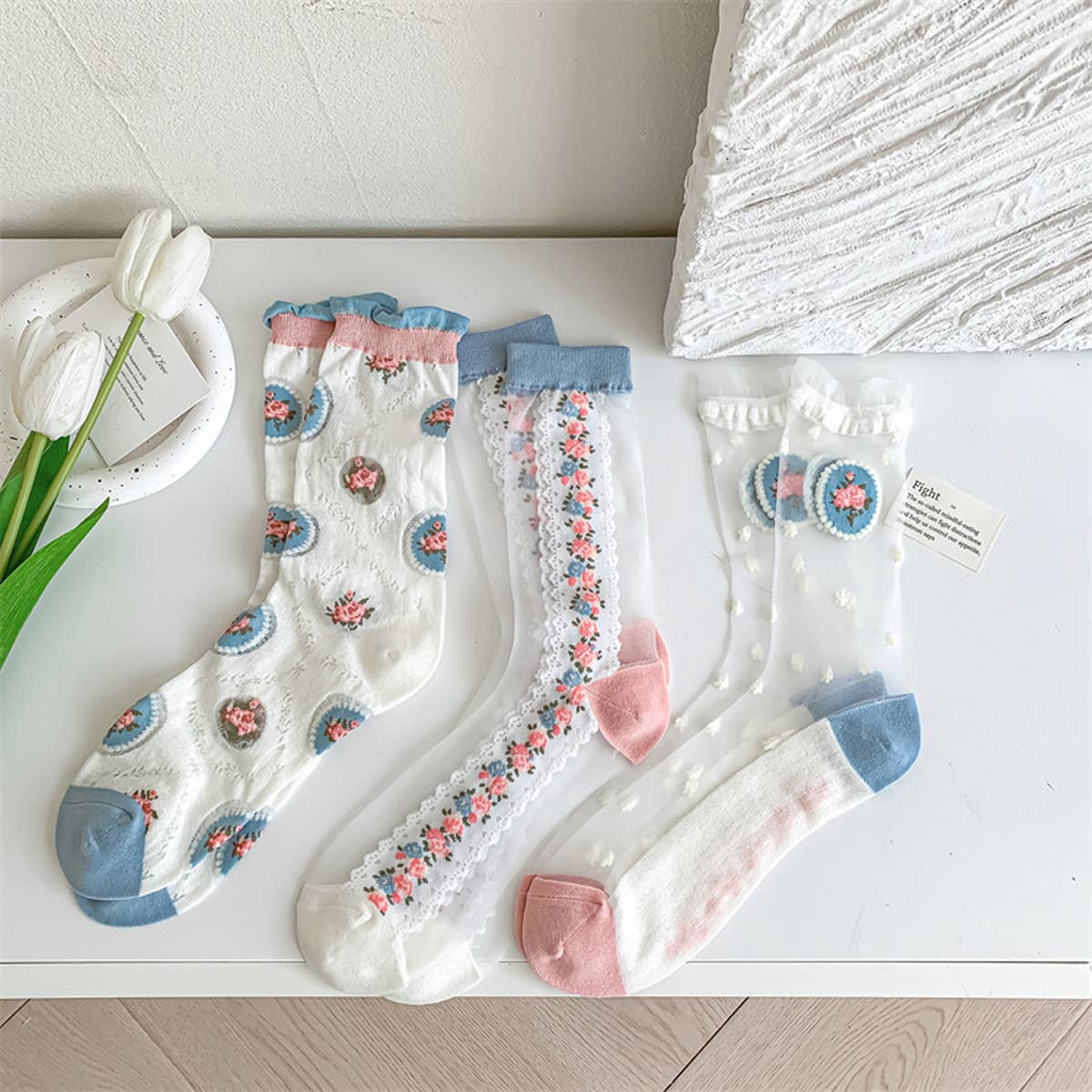 EXQUISITE CASUAL TRANSPARENT SOCKS_CWMS0563