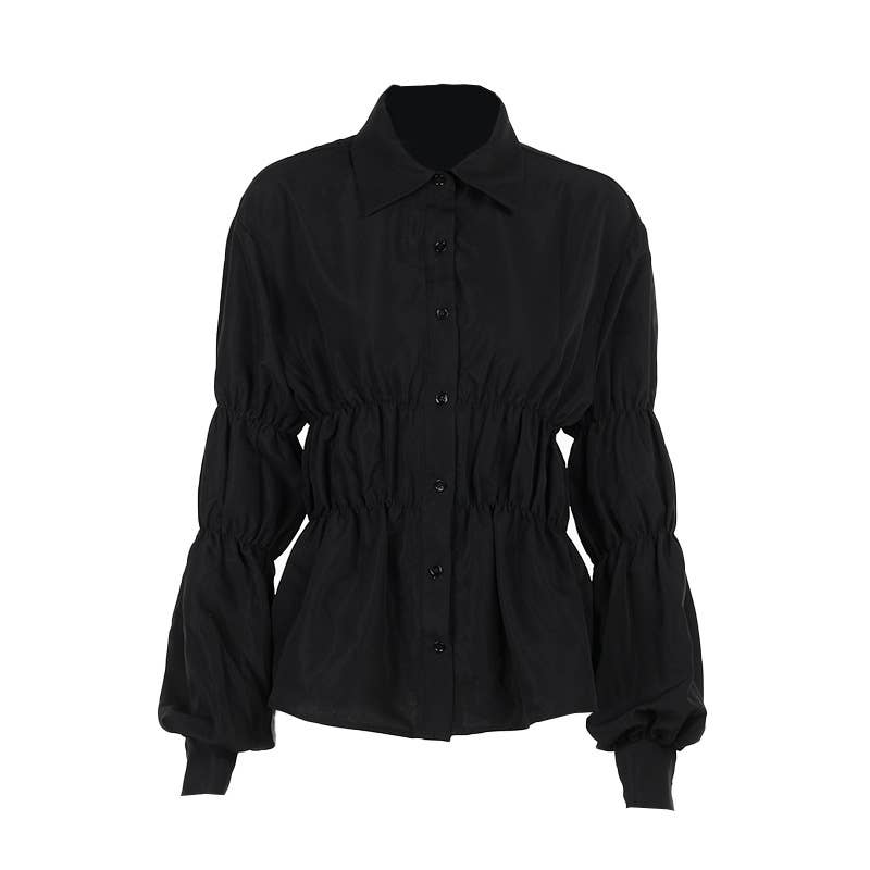 TEMPERAMENT CASUAL PLEATED SHIRT LONG SLEEVE