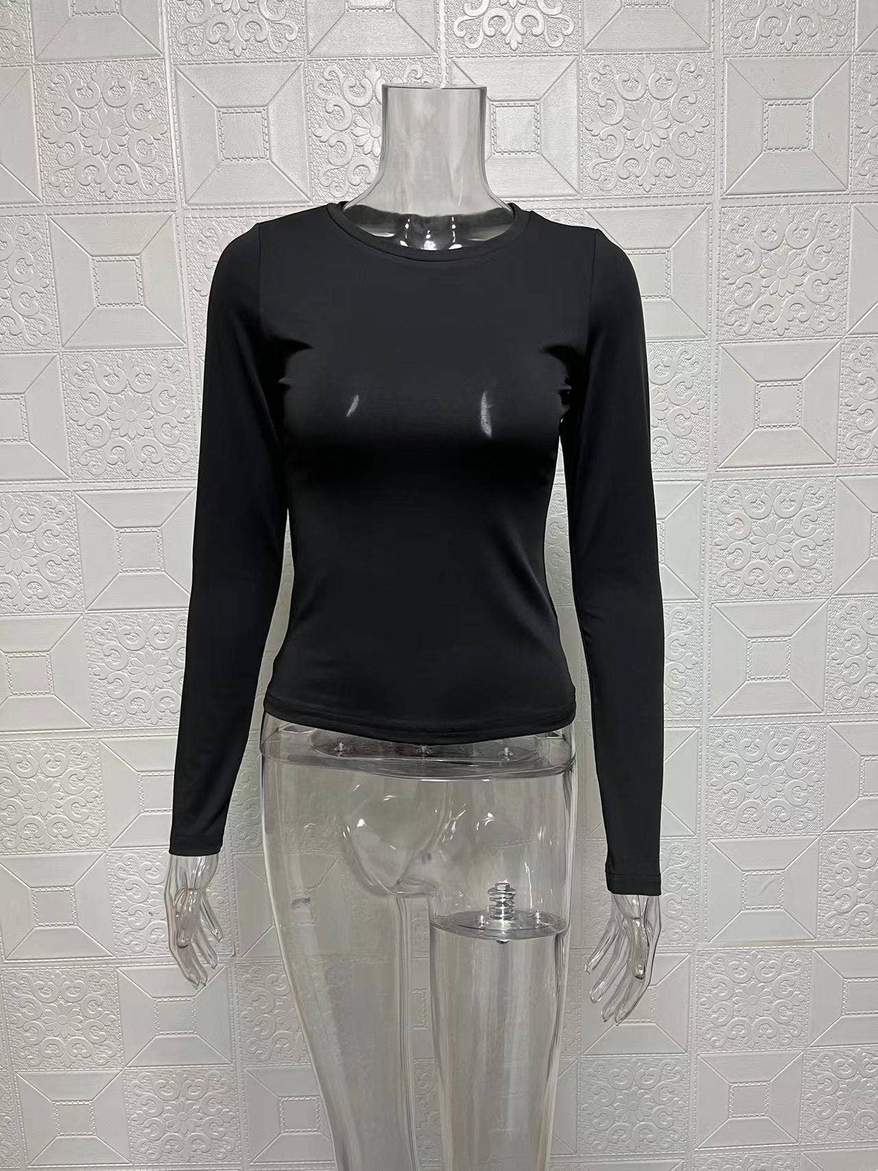 Round-neck fashionable solid color T-shirt