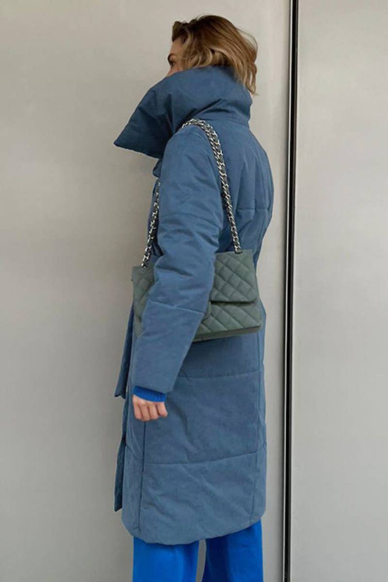 CWOCO0369_STAND COLLAR LONG SLEEVE LONG COTTON-PADDED COAT