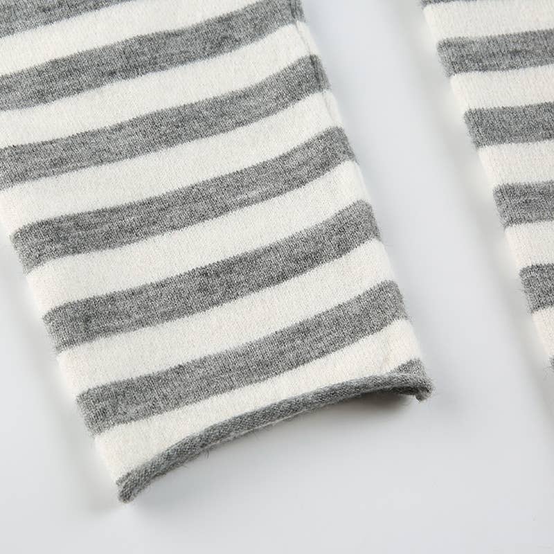 SIMPLE SLOUCHY STRIPED V-NECK SWEATER FOR GIRLS