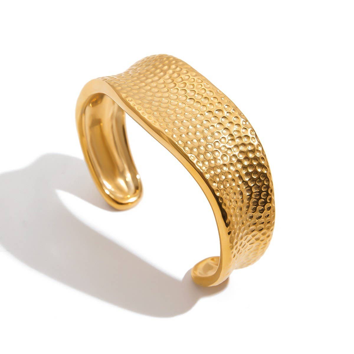 18K Gold Open Bangle, Luxury Stainless Steel_CWAJE4668
