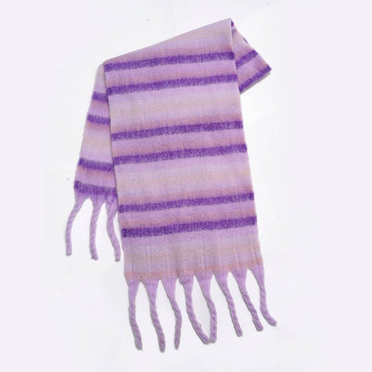 Purple Stripe Scarf - Soft Warm Wrap for Students_CWASC2374