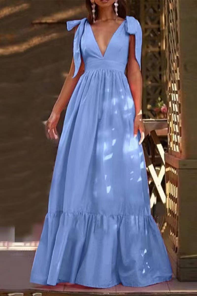 CWDMD5400_DEEP V BACKLESS TIE STRAP BODYCON DRESS