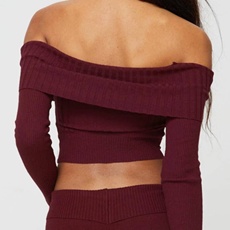 SEXY HOTTIE LINE NECK LONG SLEEVE SWEATER
