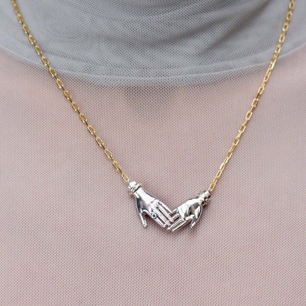 Fashion Palm Devil Eye Clavicle Necklace_CWMM5508