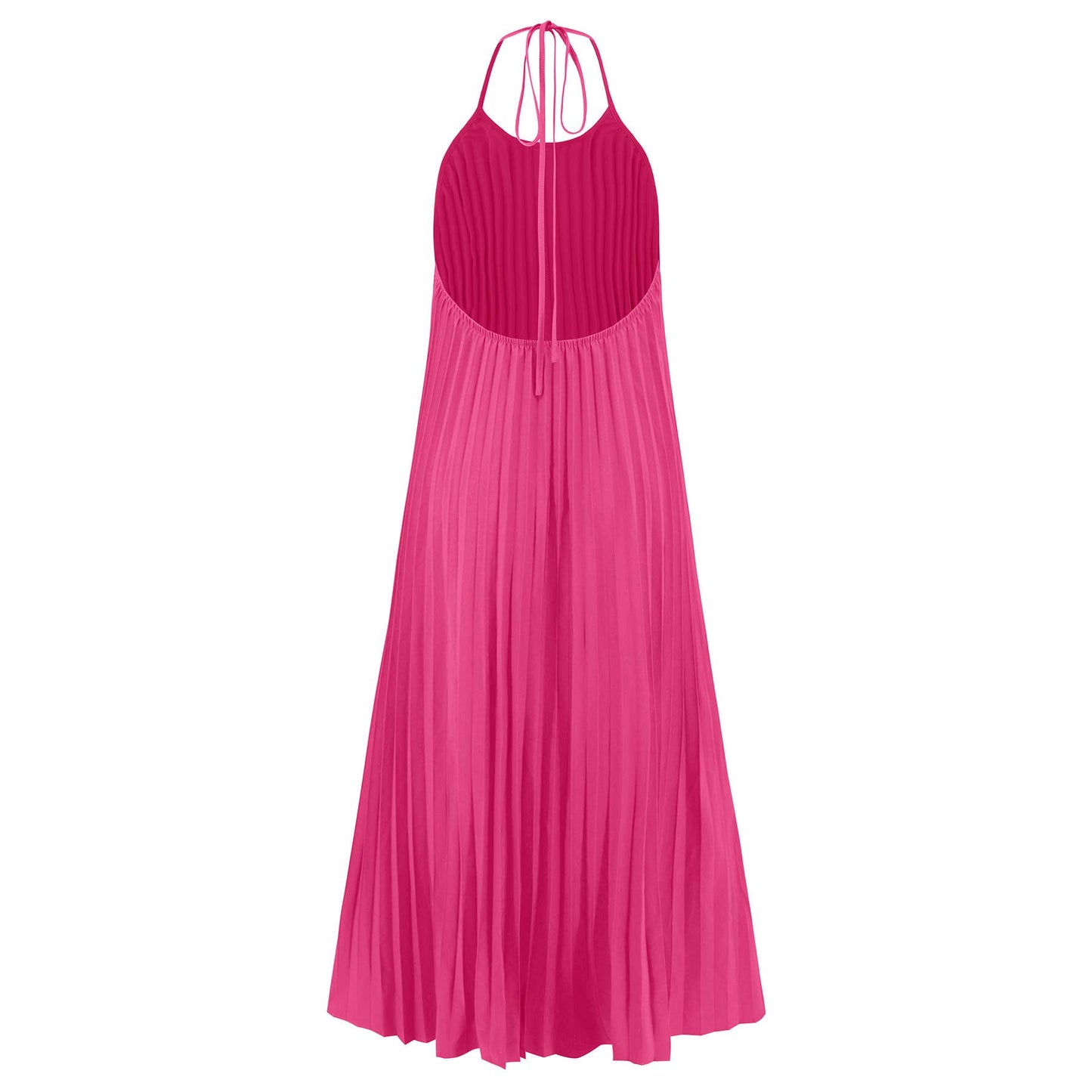 Pleated A-Line Maxi Dress for Beach Vacation