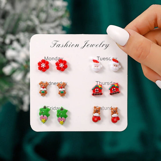 CHRISTMAS NEW CREATIVE CARTOON EARRING COMBINATION