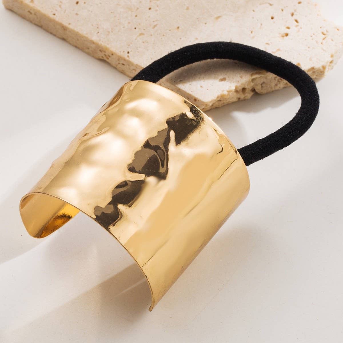 Geometric Metal Hair Tie for High Ponytail Style