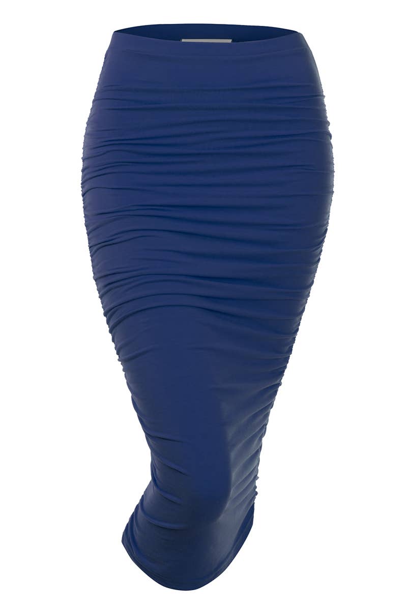 CWBMS070_PLUS Slim Fit Ruched Long Pencil Skirt