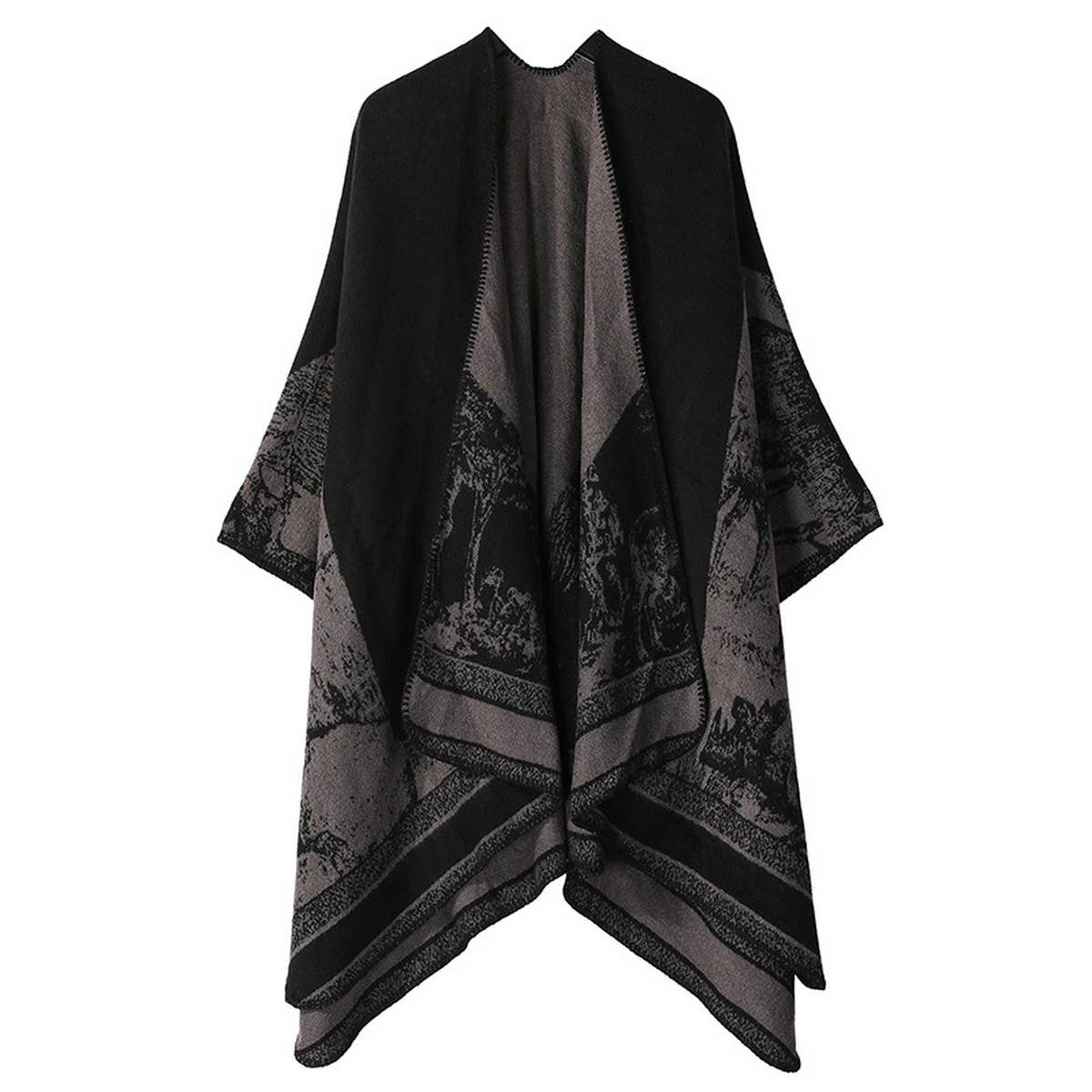 CAPE DARK DOUBLE-SIDED WARM OUTER WEAR THICK SHAWL_CWASC2116