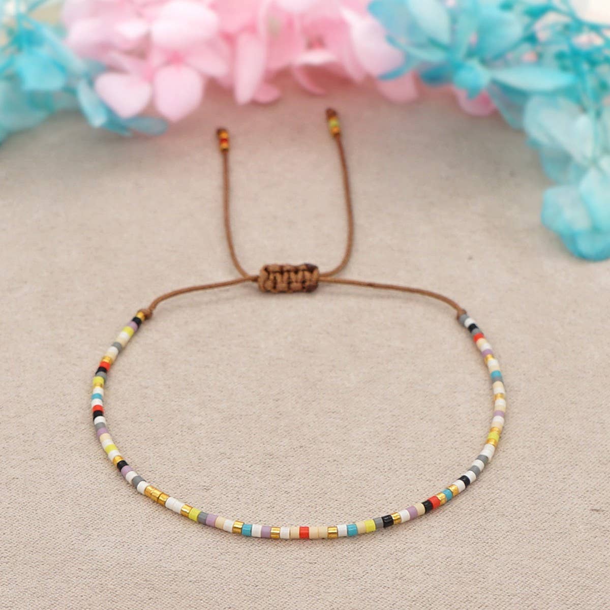 HAND-WOVEN BEADED MULTI-COLOR RICE BEAD BRACELET