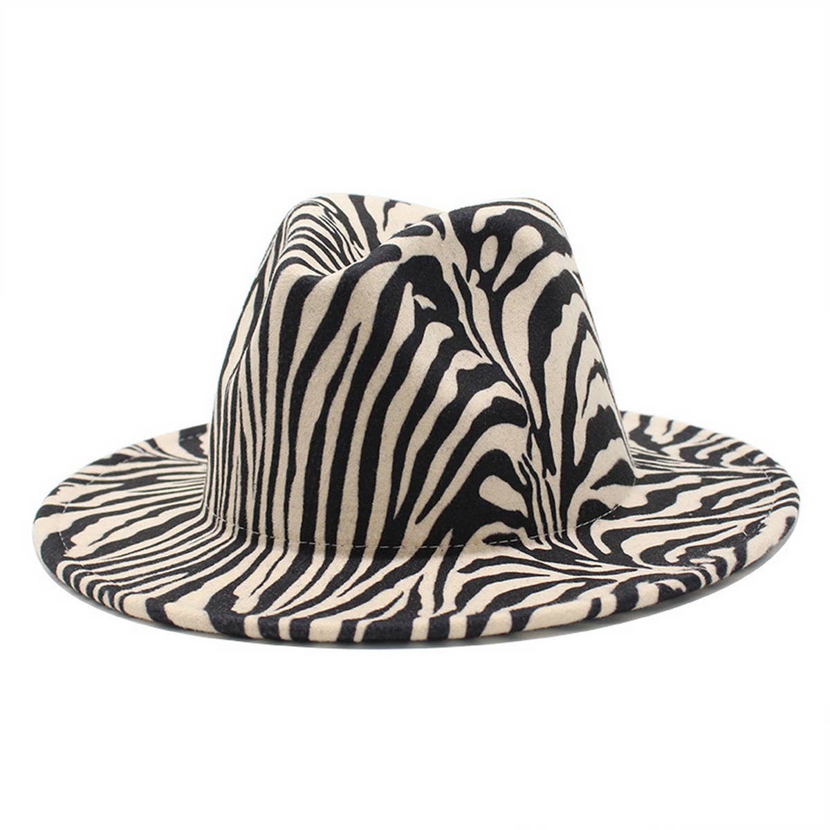 JAZZ HAT WOOLEN HAT COW PATTERN FLAT BRIM HAT_CWAH2540