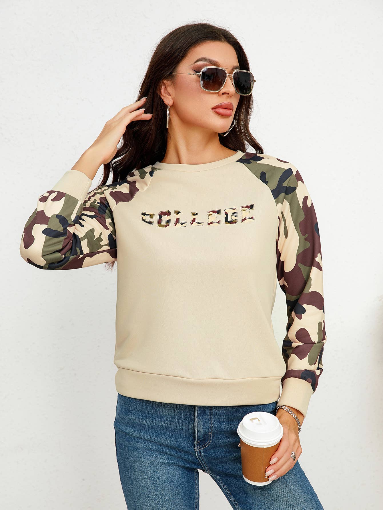 WOMEN'S CASUAL CAMOUFLAGE HOODIE PULLOVER