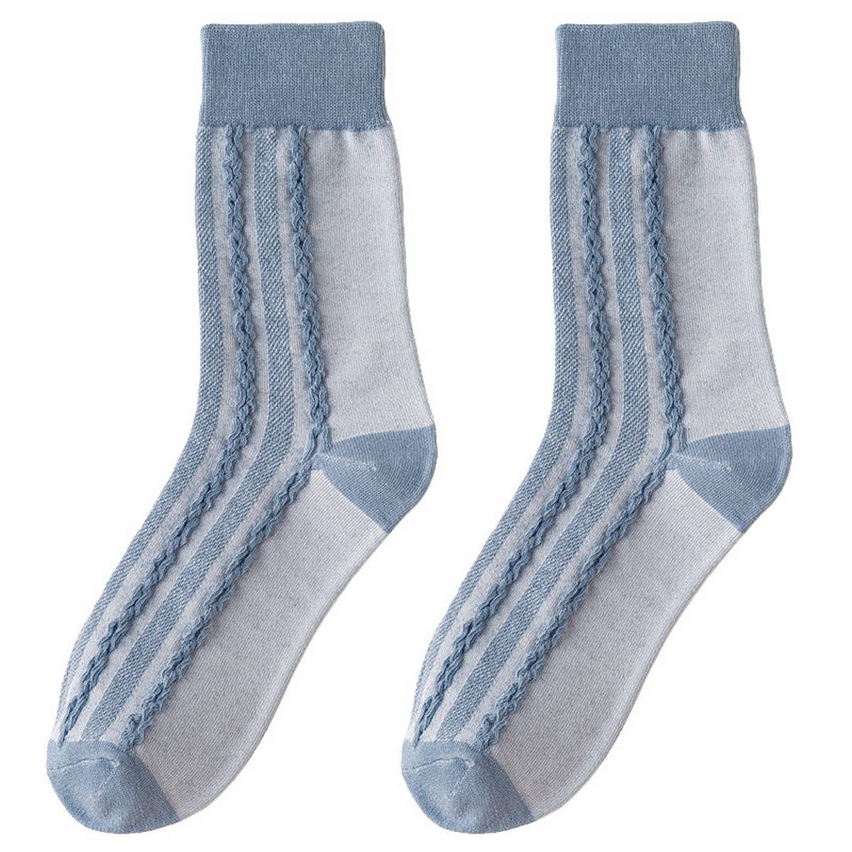 WOMEN BLUE STRIPED PLAID SOCKS