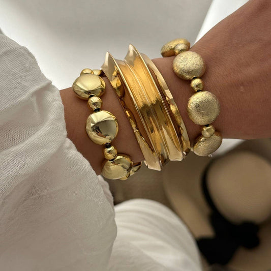 HIGH-GRADE METAL IRREGULAR GLOSSY OPEN BRACELET