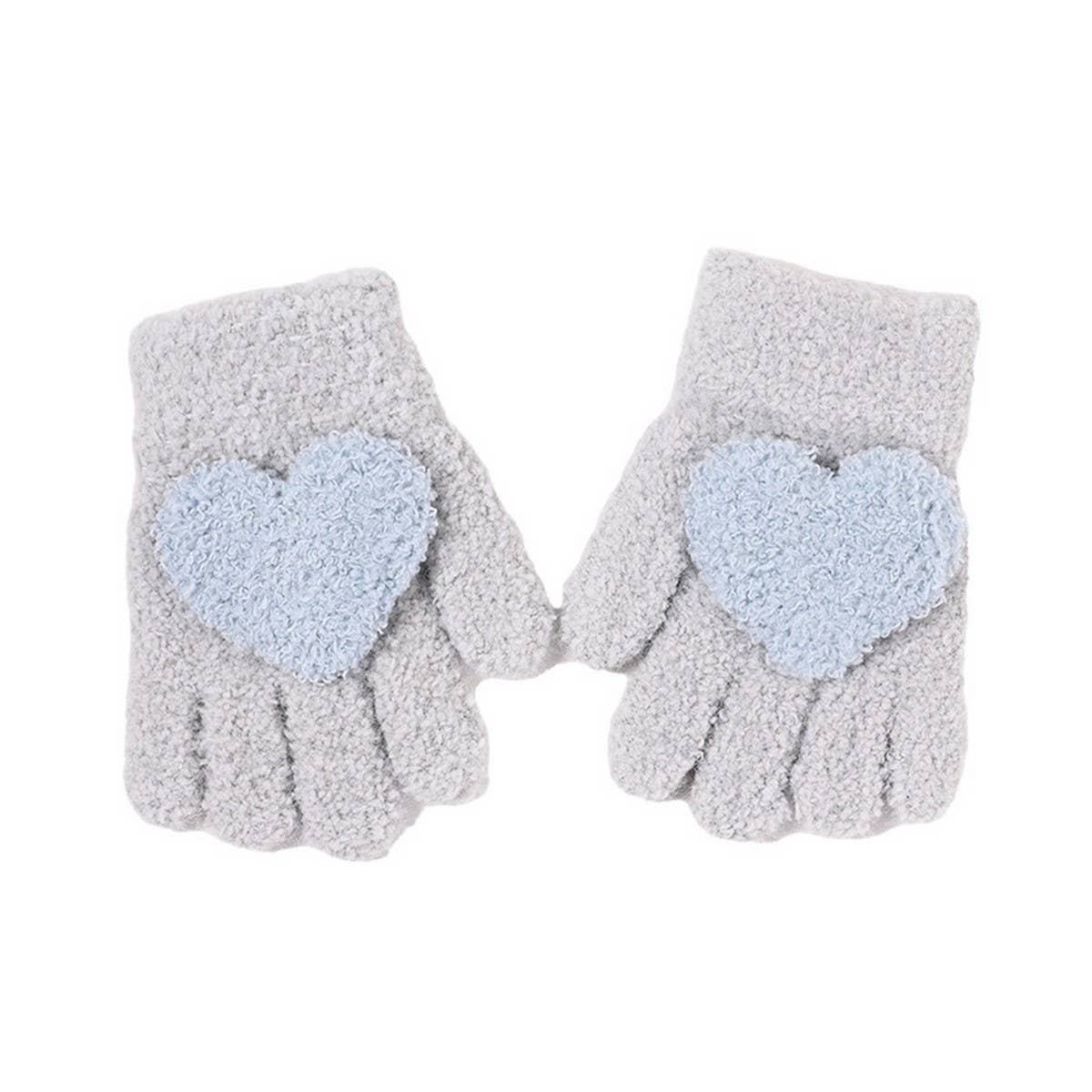 CWAG0279_FIVE-FINGER HEART KNITTED CHILDREN'S GLOVES