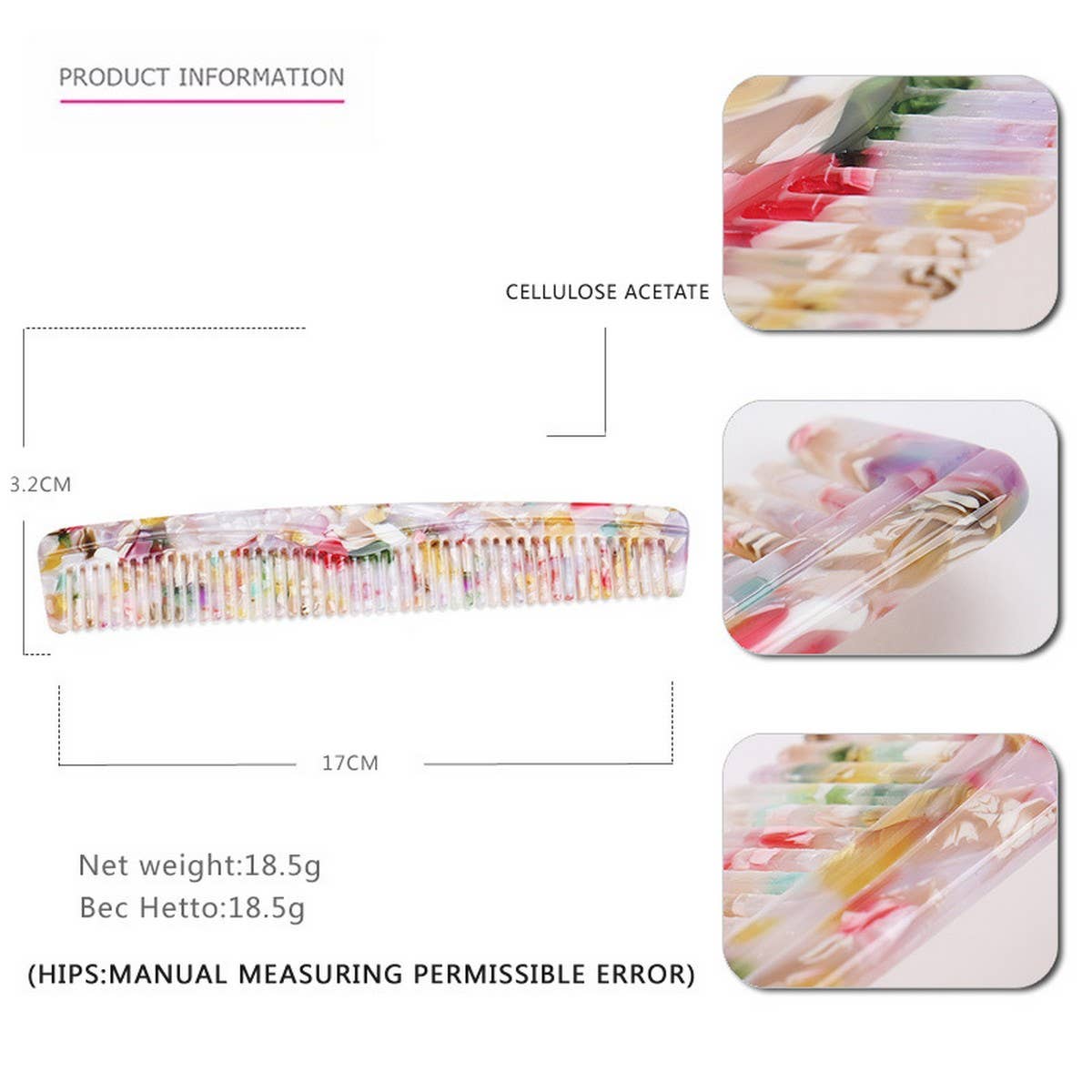 GRADIENT TEETH HAIR COMB LONG COMB 4.0MM THICKCOMB