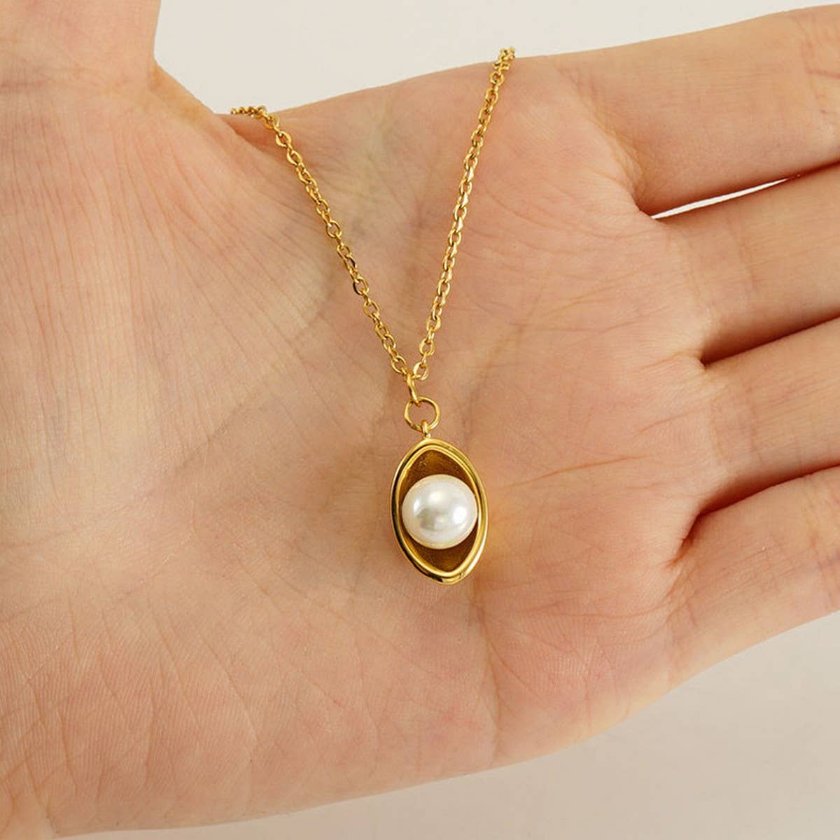 18K GOLD INGOT SET WITH PEARL PENDANT NECKLACE_CWAJE0693