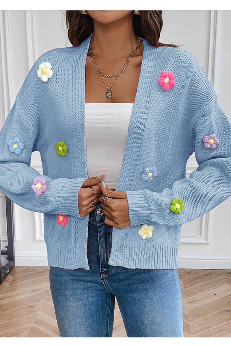 CWOCAL0746_CROCHETED FLOWER KNITTED CARDIGAN SWEATER