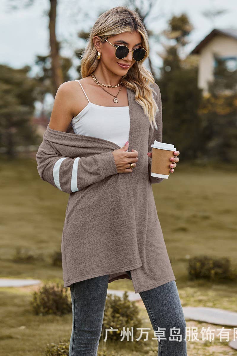 CWOCAL2264_AUTUMN AND WINTER CONTRAST COLOR KNITTED JACKET