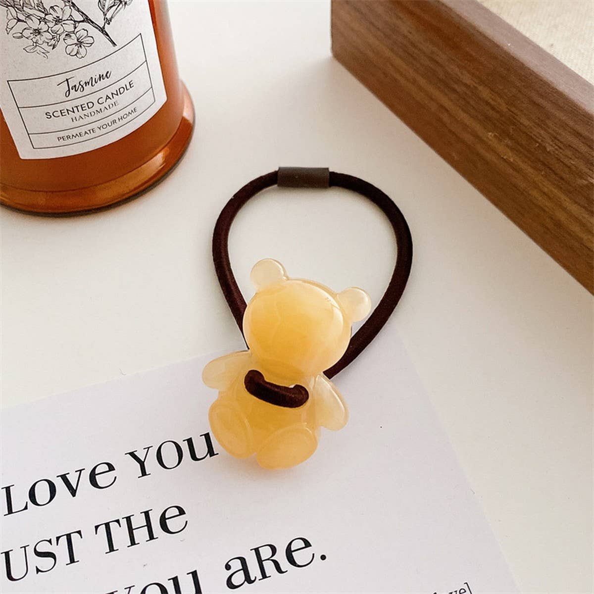 6PCS/SET ACRYLIC BEAR FLOWER BOW HAIR TIES_CWAHA0337