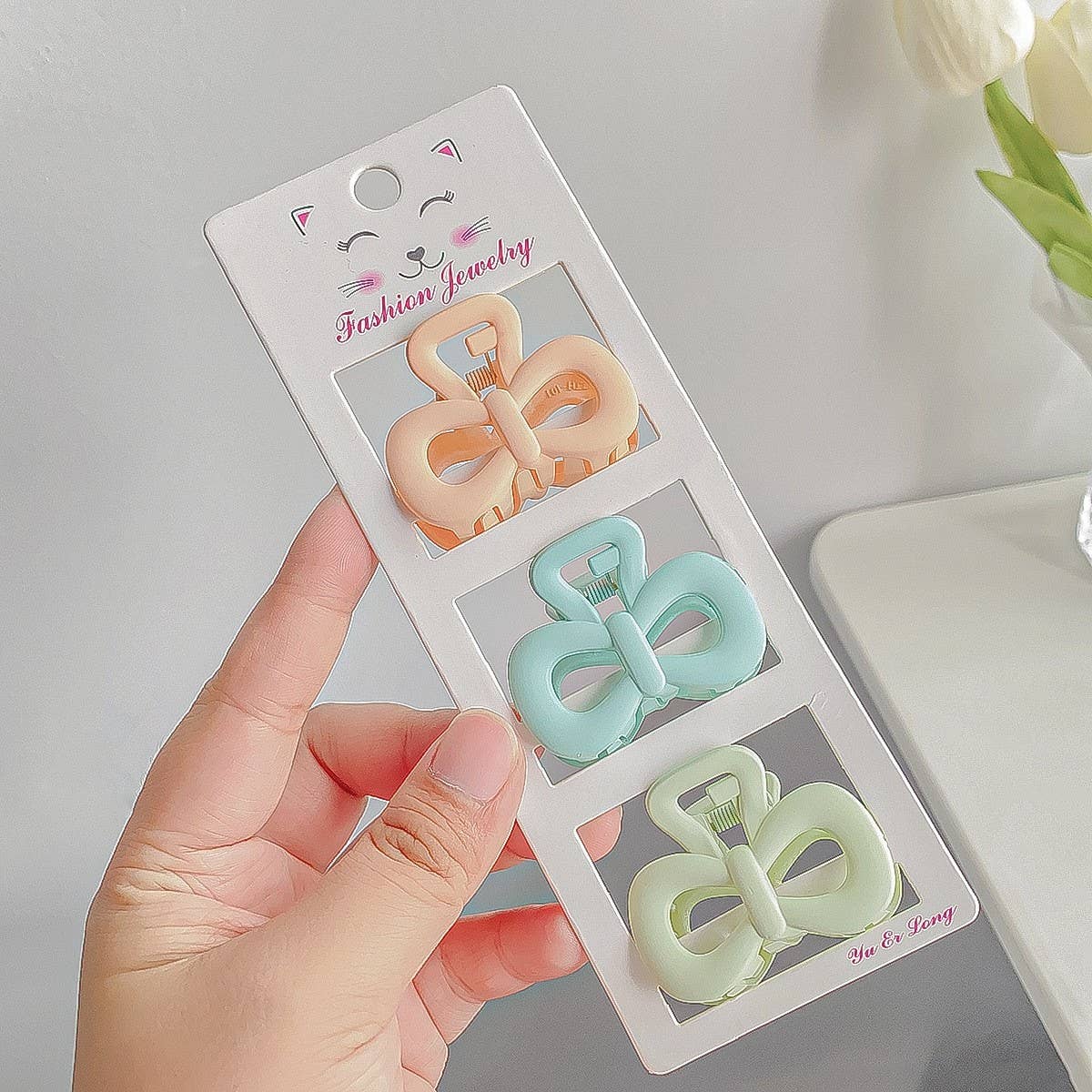 FROSTED SOLID COLOR GRAPHIC MINI HAIR CLIP_CWAHA0724
