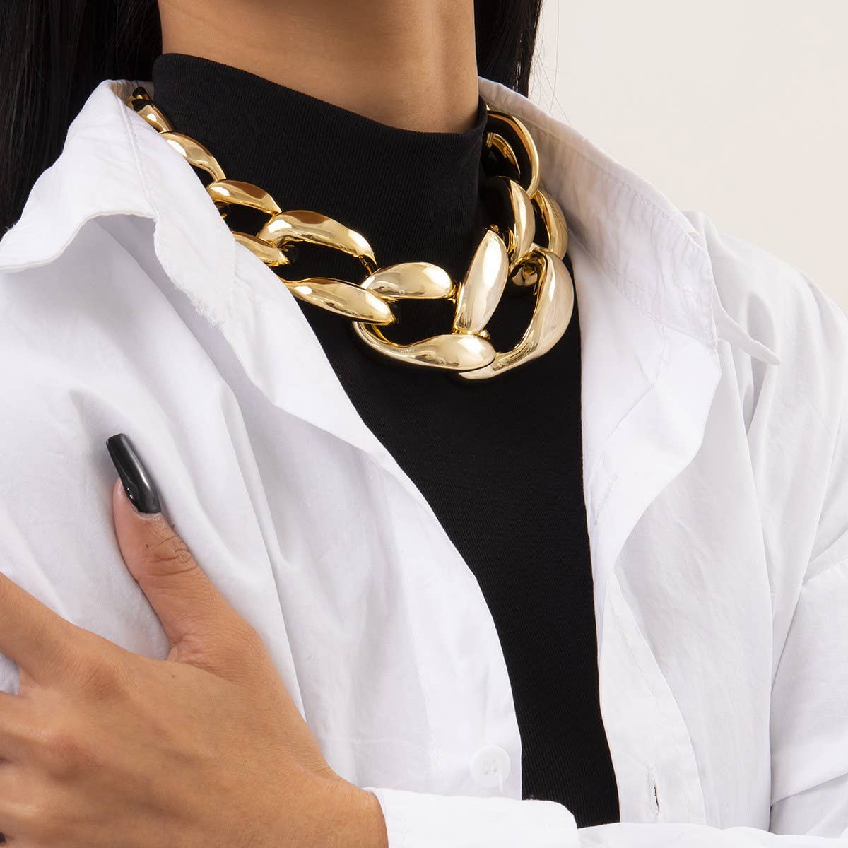 HIP HOP PUNK THICK CHAIN HOLLOW NECKLACE