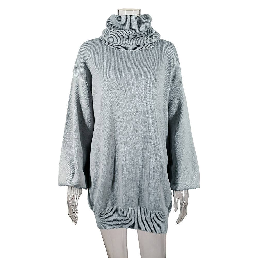 Pullover high-neck long-sleeved knitted dress