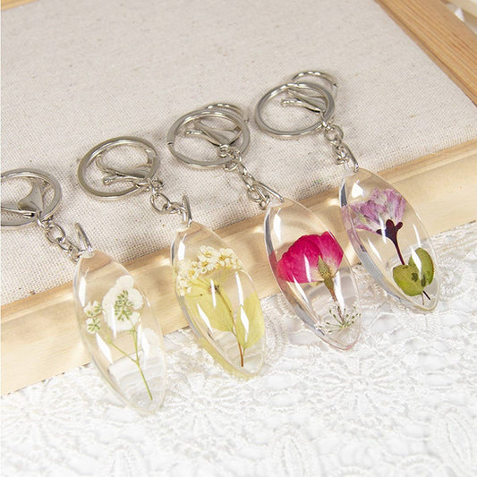 NEW DRIED FLOWER SPECIMEN CAR KEYCHAIN PENDANT
