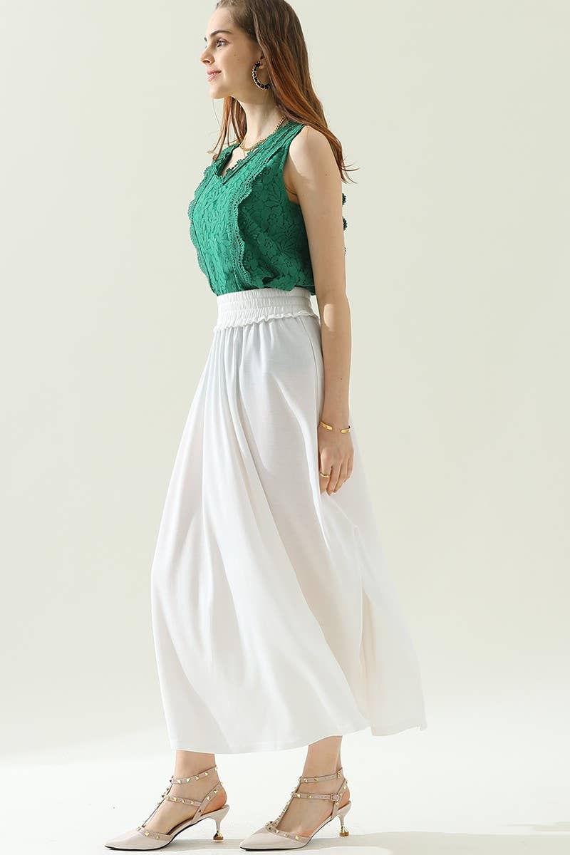 CWBLS133-S_BANDED SMOCKING WAIST MAXI SKIRT WITH POCKET