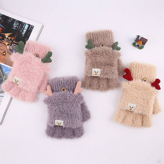 WINTER WOMEN'S HALF FINGER KNITTED THICK GLOVES_CWAG0246