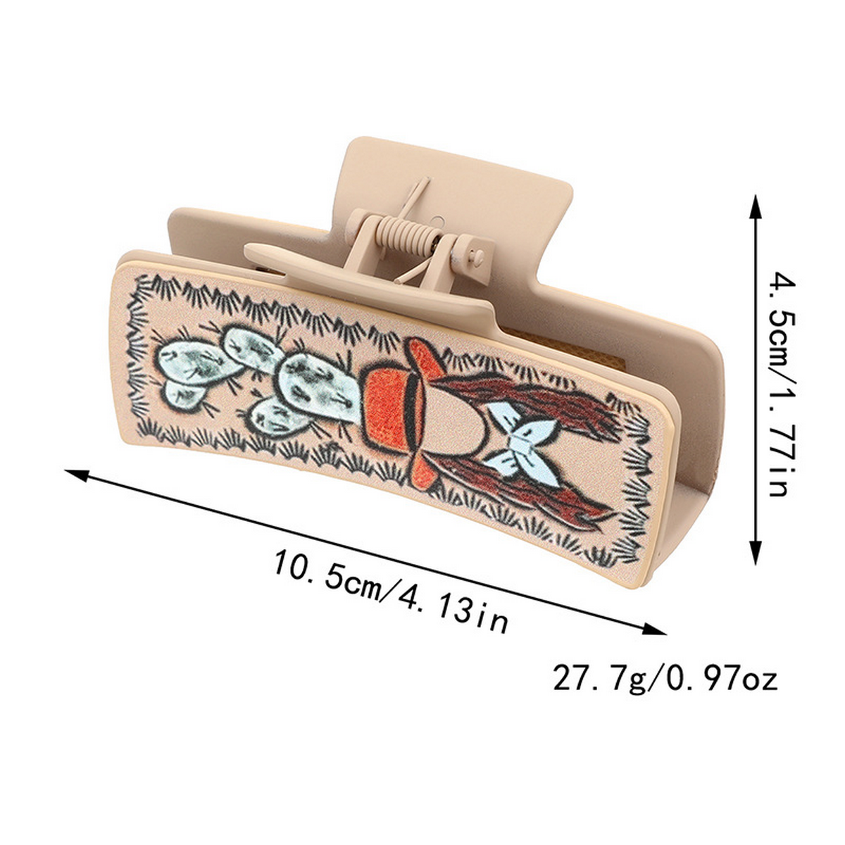 Western Bull Head Hair Claw - Cactus Leather Clip