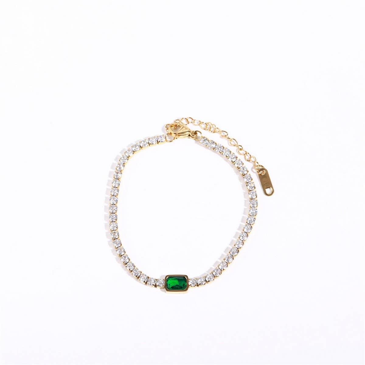Stainless Steel Emerald Zirconia Necklace_CWMM5557