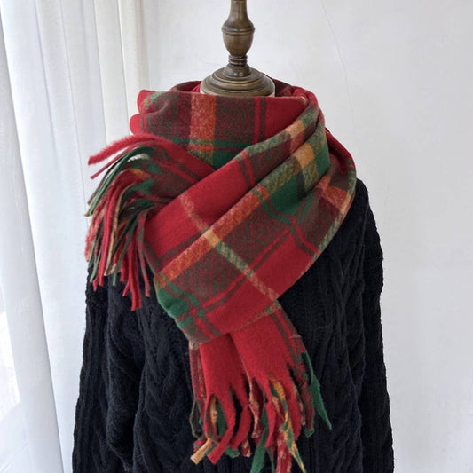 Plaid Thick Scarf ??Winter Warm Shawl with Tassels_CWASC1462