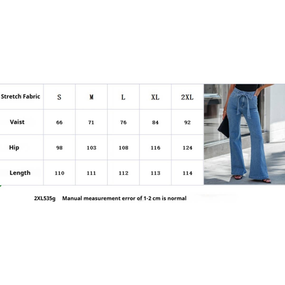 Women??¢s Tie Waist Flared Jeans ??Stretch Denim _CWJP0622