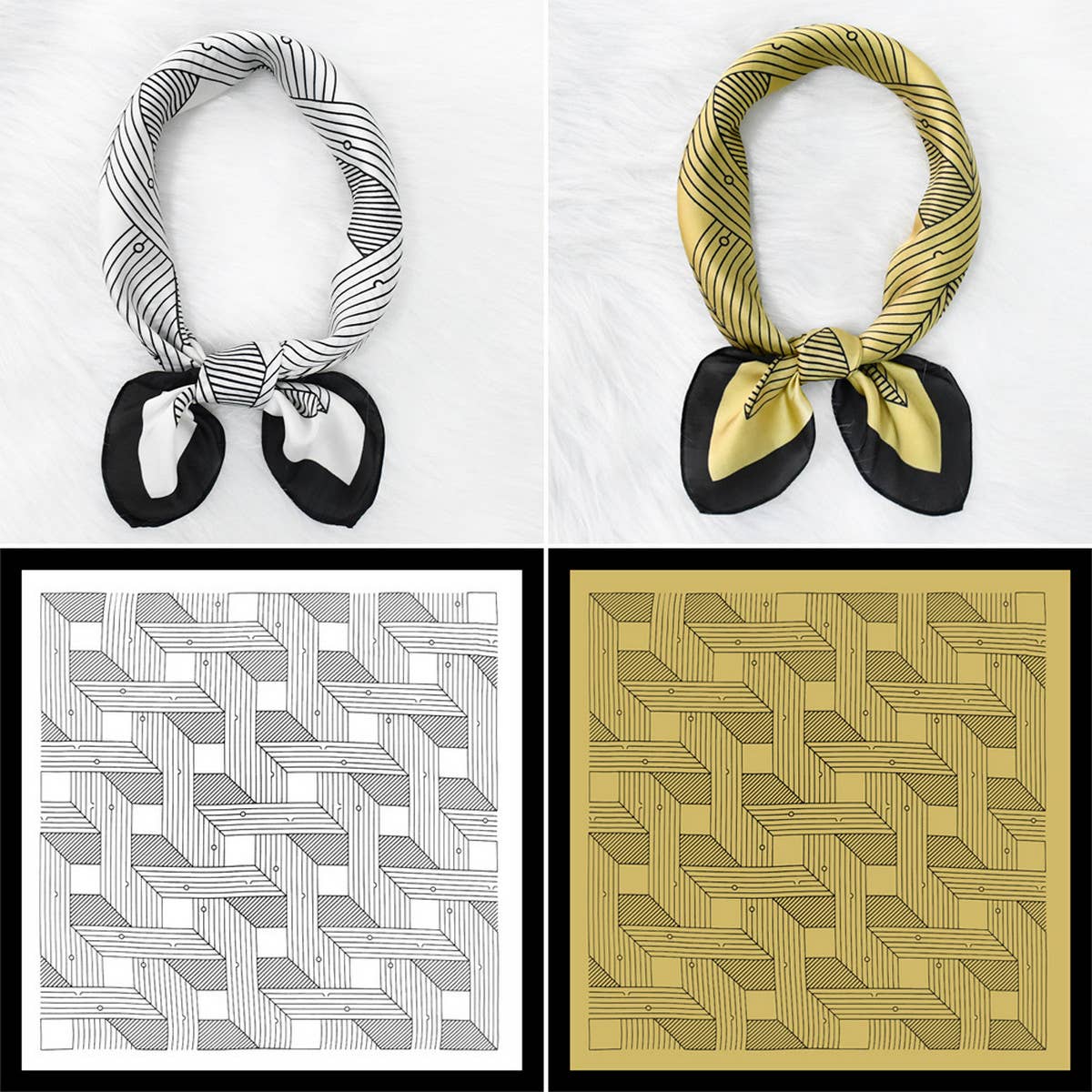 Geometric Scarf - Elegant Print Square for Women