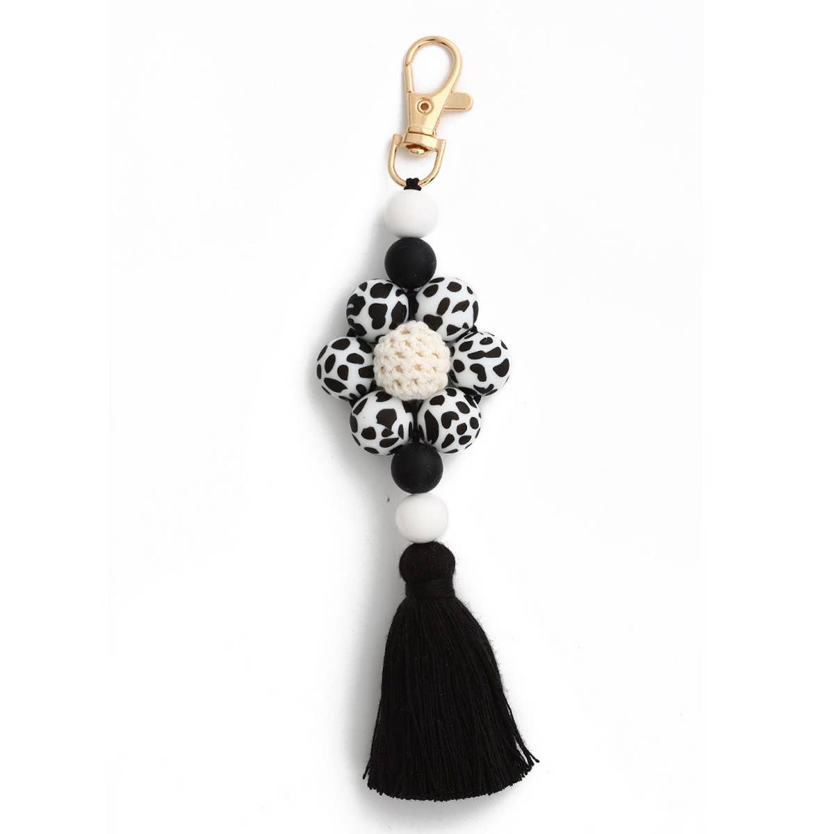 Beaded Tassel Bag Charm Creative Silicone Keychain_CWMM6864