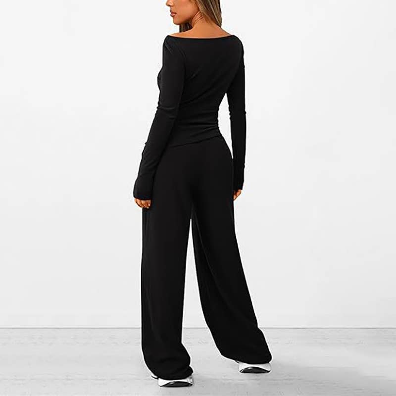 ASYMMETRICAL JACKET AND TROUSERS TWO-PIECE SET
