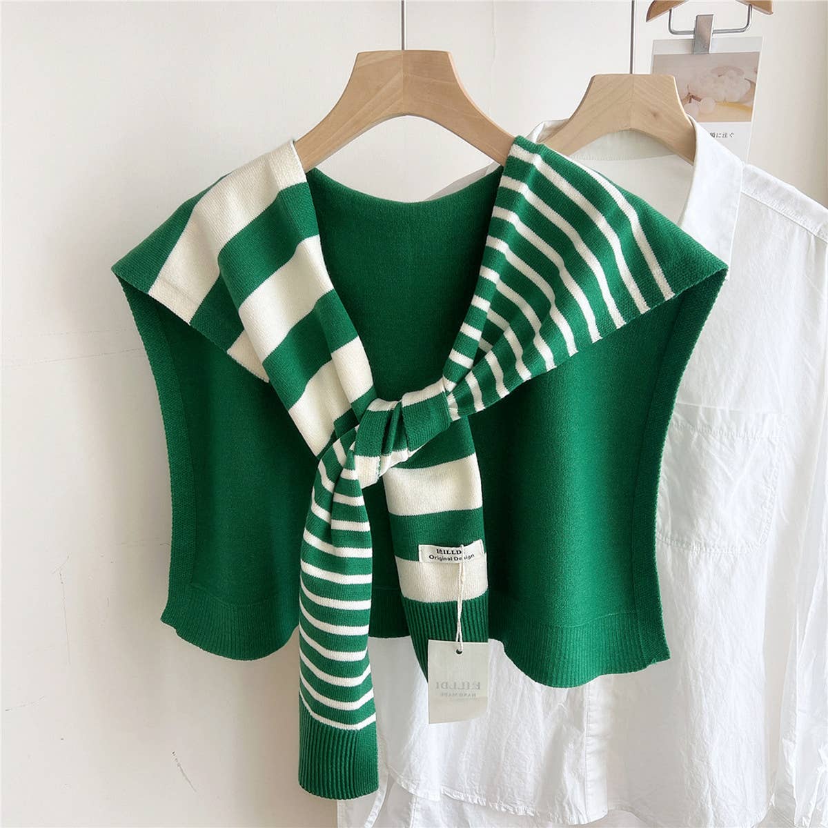 Striped Knit Shawl ??Neck & Shoulder Wrap_CWASC0843