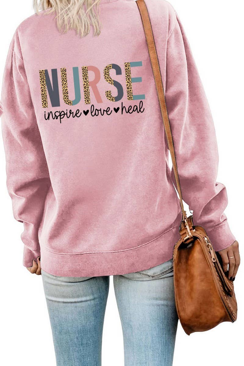 WOMEN NURSE PRINTING RIBBED OVERSIZED PULLOVER_CWTSTL0459