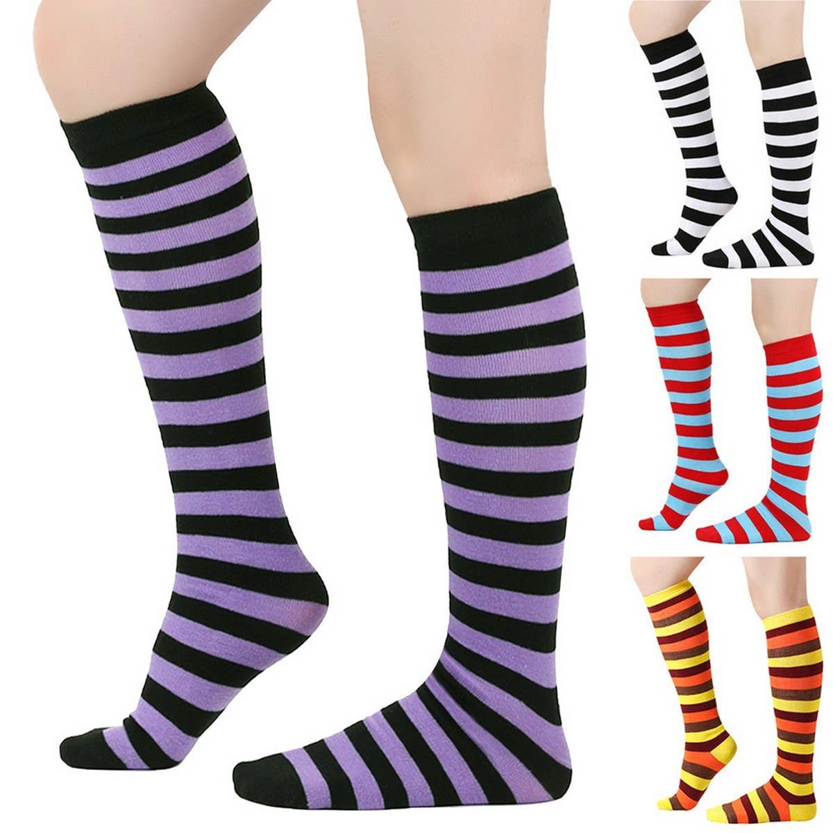 CWMM10060_STRIPED KNEE-HIGH SOCKS FOR CHRISTMAS