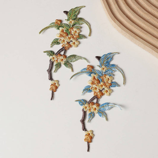 3D Osmanthus Embroidered Iron-On Patch for Repair_CWMM5914